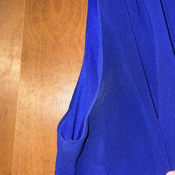 Modcloth Mystic Sleeveless Blue Polyester Dress Pleated Front Design & Waist Tie - Picture 9 of 9